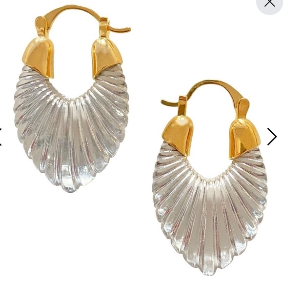 Arctic Clear Vintage Hoops Gold Plated Transparent Loop New NWOT - Picture 2 of 14